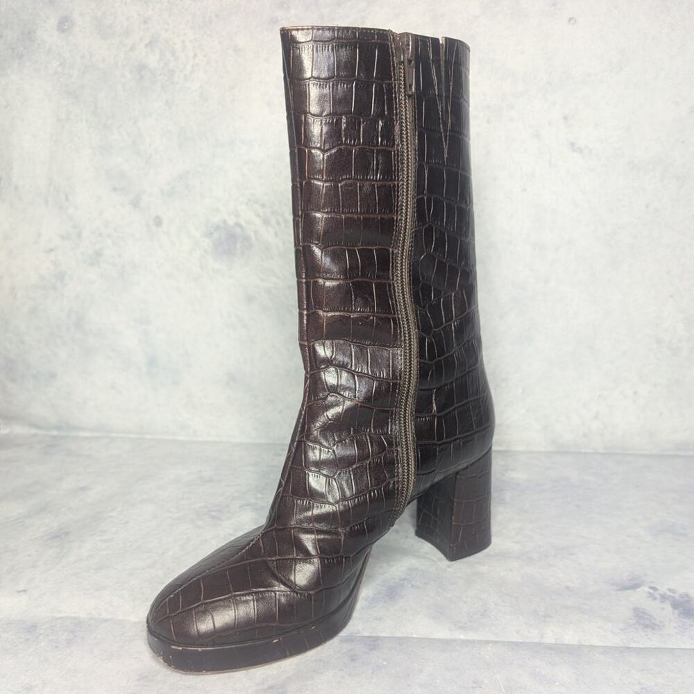 Miista Carlota Mahogany Croc Ankle Boots, Size 38 - Picture 7 of 13